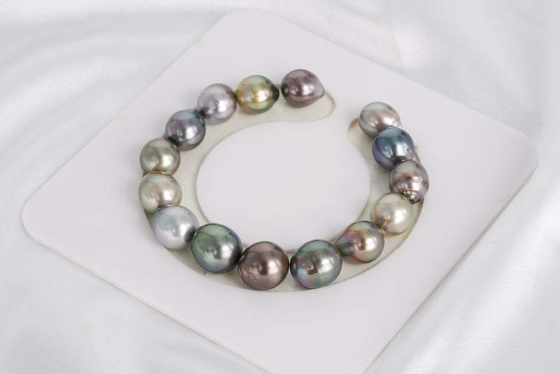 15pcs "Creation" Pastel Multi Bracelet - Semi-Baroque 9-11mm AAA quality Tahitian Pearl - Loose Pearl jewelry wholesale