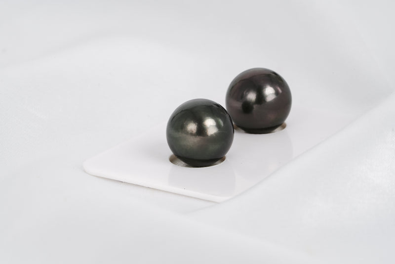 Dark Matched Pair - R/SR 12mm AAA quality Tahitian Pearl - Loose Pearl jewelry wholesale