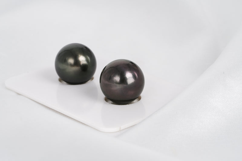 Dark Matched Pair - R/SR 12mm AAA quality Tahitian Pearl - Loose Pearl jewelry wholesale