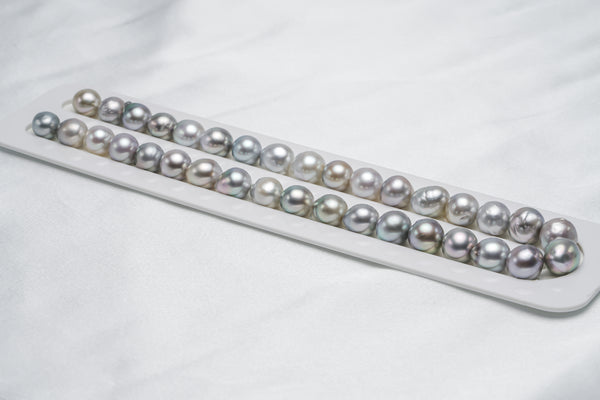 35pcs "Airish" Silver & Blue Gray Necklace - Semi-Baroque 9-11mm AA/A quality Tahitian Pearl - Loose Pearl jewelry wholesale