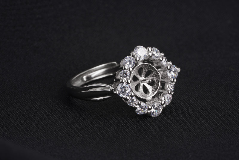 Rhodium Plating Ring for Single Pearl Flexible size - Loose Pearl jewelry wholesale