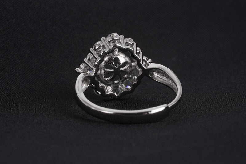 Rhodium Plating Ring for Single Pearl Flexible size - Loose Pearl jewelry wholesale