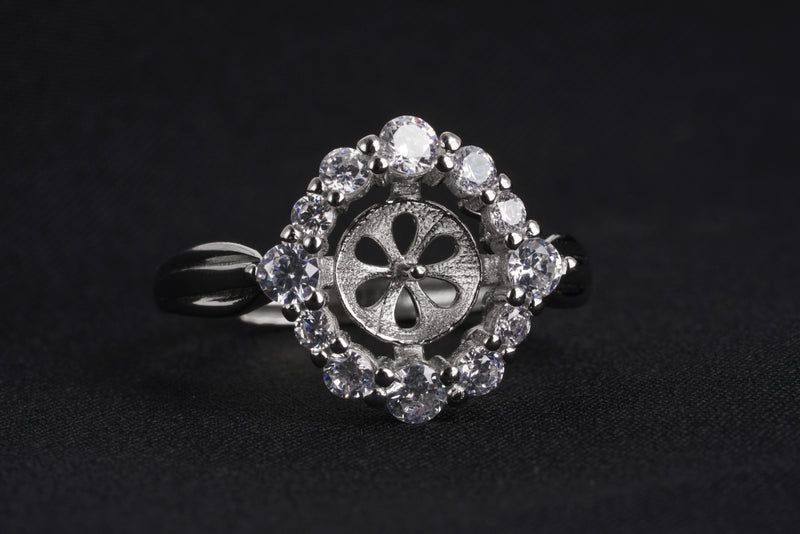 Rhodium Plating Ring for Single Pearl Flexible size - Loose Pearl jewelry wholesale
