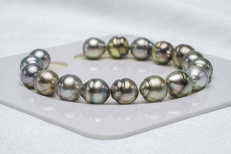 17pcs "Gold Ribbon" Golden Pastel Bracelet - Circle 9mm AAA/AA quality Tahitian Pearl - Loose Pearl jewelry wholesale