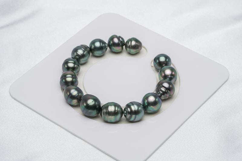14pcs "Usual" Green Bracelet - Circle 10-12mm AAA/AA quality Tahitian Pearl - Loose Pearl jewelry wholesale