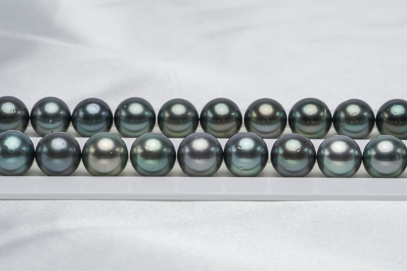 39pcs "Originals" Green Mix Necklace - Round/Semi-Round 11mm AAA/AA/A quality Tahitian Pearl - Loose Pearl jewelry wholesale