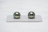 Green Pair - Round/Semi-Round 10mm AA quality Tahitian Pearl - Loose Pearl jewelry wholesale