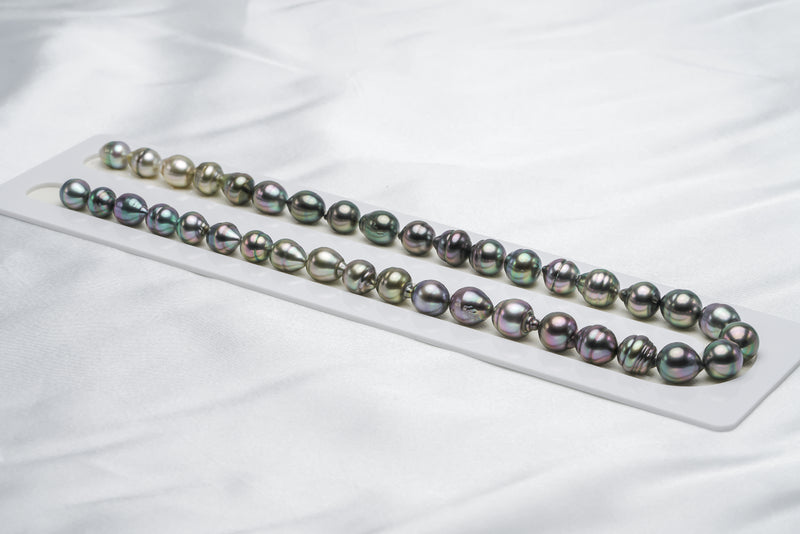 38pcs "Bell" Dark Mix Necklace - Semi-Baroque/Circle 8-10mm AAA/AA quality Tahitian Pearl - Loose Pearl jewelry wholesale