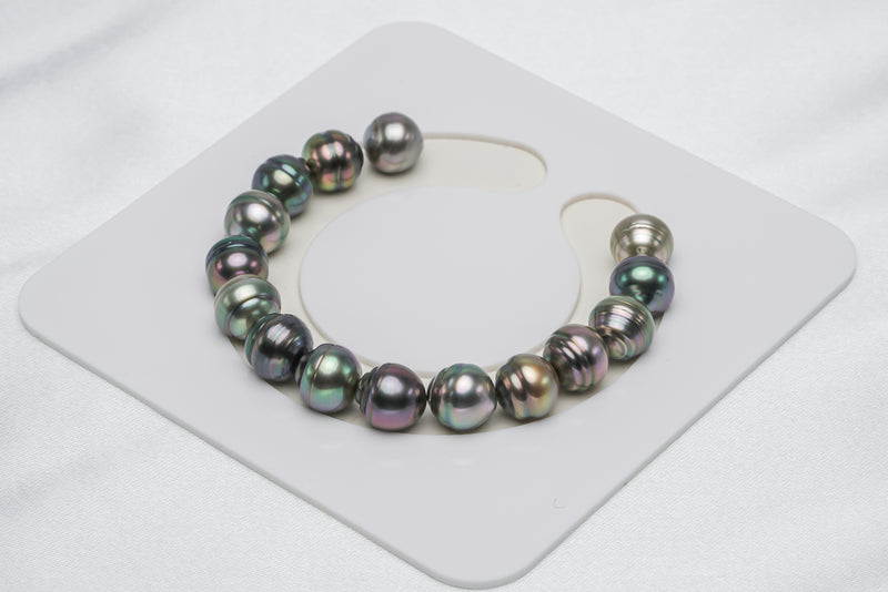 15pcs "Tell" Multi Bracelet - Circle 10mm AAA quality Tahitian Pearl - Loose Pearl jewelry wholesale