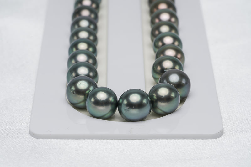 44pcs "2 Side" Green Faded To Cherry Necklace - Round/Semi-Round 9-10mm AAA/AA quality Tahitian Pearl - Loose Pearl jewelry wholesale