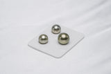Apple Green Trio Set - Round/Semi-Round 11-13mm AA/A quality Tahitian Pearl - Loose Pearl jewelry wholesale