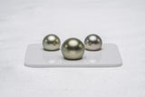Apple Green Trio Set - Round/Semi-Round 11-13mm AA/A quality Tahitian Pearl - Loose Pearl jewelry wholesale