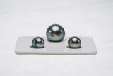 Shinny Blue Green Trio Set - Semi-Baroque/Near-Round 9-13mm AAA quality Tahitian Pearl - Loose Pearl jewelry wholesale