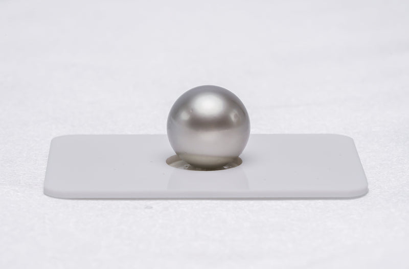 Light Grey Single Pearl - Semi-Round 13.3mm AAA quality Tahitian Pearl - Loose Pearl jewelry wholesale