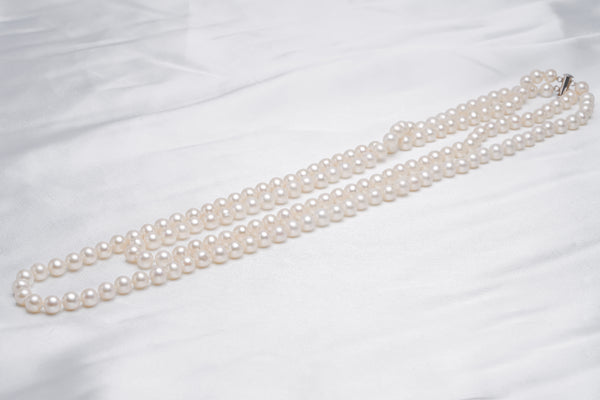 161pcs Fresh Water Pearl Double Chain Necklace - Near-Round 7mm AA/A quality - Loose Pearl jewelry wholesale
