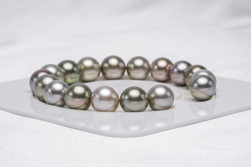 17pcs "Miki" Pastel Bracelet - Round/Semi-Round 10mm AA/A quality Tahitian Pearl - Loose Pearl jewelry wholesale
