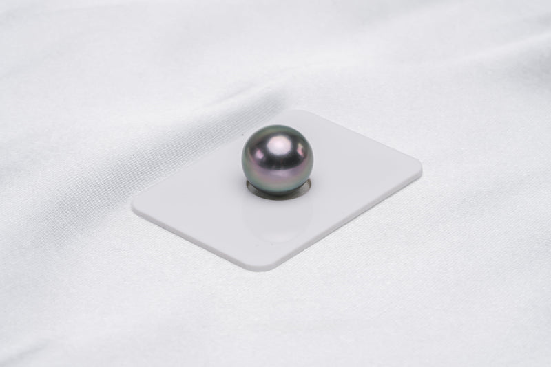 Light Peacock Single Pearl - Semi-Round 13.8mm AAA quality Tahitian Pearl - Loose Pearl jewelry wholesale