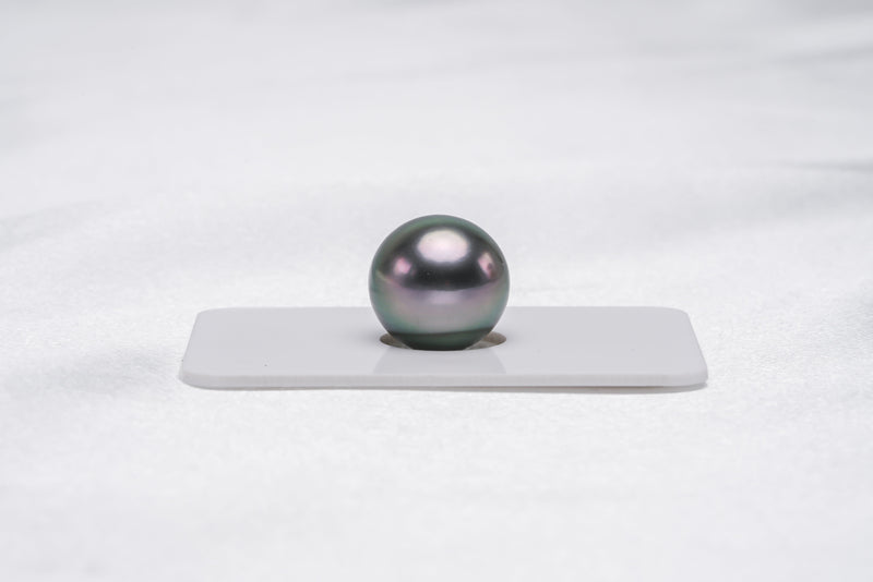 Light Peacock Single Pearl - Semi-Round 13.8mm AAA quality Tahitian Pearl - Loose Pearl jewelry wholesale