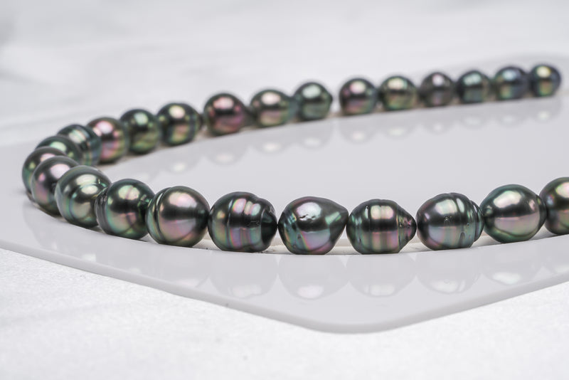 36pcs "Roundabout" Green Peacock Necklace - Circle 8-10mm AAA/AA quality Tahitian Pearl - Loose Pearl jewelry wholesale