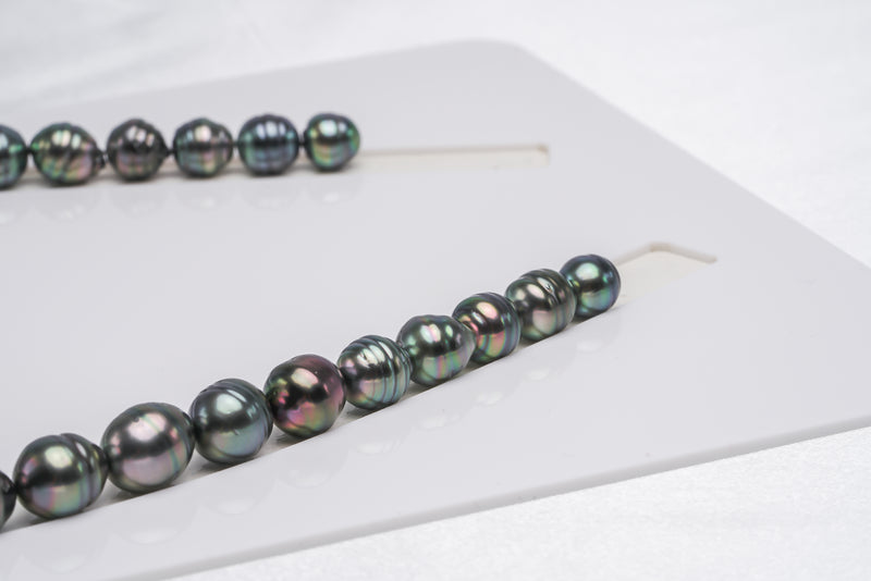 36pcs "Roundabout" Green Peacock Necklace - Circle 8-10mm AAA/AA quality Tahitian Pearl - Loose Pearl jewelry wholesale