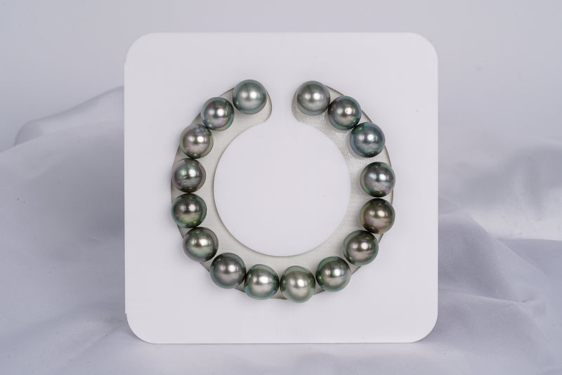 16pcs "Olive Crash" Oliver Green Bracelet - Near-Round/Button 11-12mm AA quality Tahitian Pearl - Loose Pearl jewelry wholesale