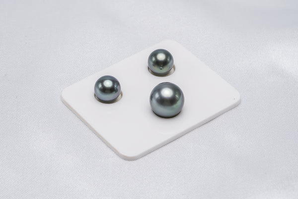 Blue Green Trio Set - Semi-Round 9-12mm AA quality Tahitian Pearl - Loose Pearl jewelry wholesale