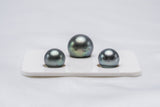 Blue Green Trio Set - Semi-Round 9-12mm AA quality Tahitian Pearl - Loose Pearl jewelry wholesale