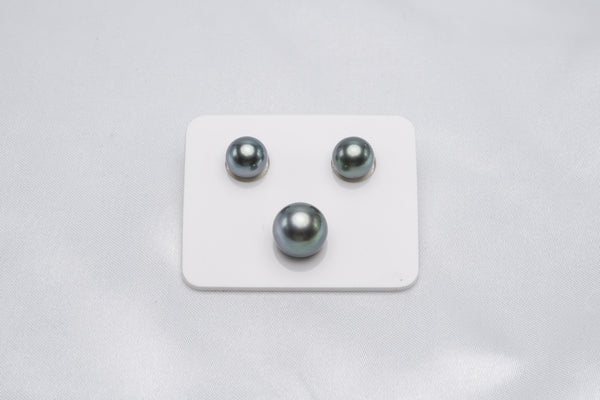 Blue Green Trio Set - Semi-Round 9-12mm AA quality Tahitian Pearl - Loose Pearl jewelry wholesale