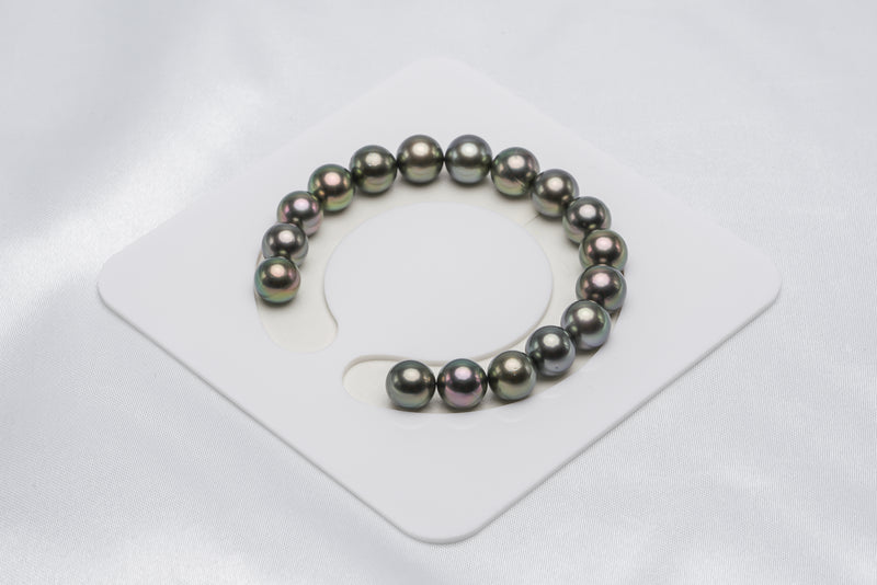 17pcs "Autumn Tree" Olive Green Bracelet - Semi-Round 9mm AA/A quality Tahitian Pearl - Loose Pearl jewelry wholesale
