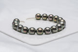 17pcs "Autumn Tree" Olive Green Bracelet - Semi-Round 9mm AA/A quality Tahitian Pearl - Loose Pearl jewelry wholesale