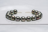 17pcs "Autumn Tree" Olive Green Bracelet - Semi-Round 9mm AA/A quality Tahitian Pearl - Loose Pearl jewelry wholesale