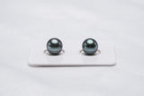 Green Blue Matched Pair - Round/Semi-Round 9.8mm AAA/AA quality Tahitian Pearl - Loose Pearl jewelry wholesale