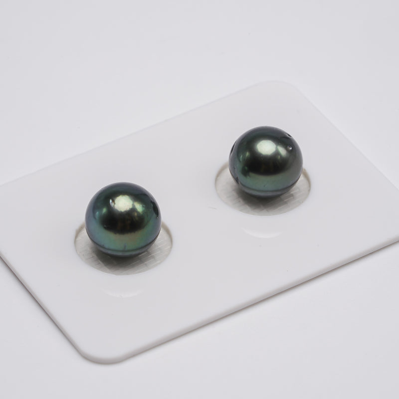 2pcs Green 9.4mm - RSR AA/A Quality Tahitian Pearl Pair ER1052