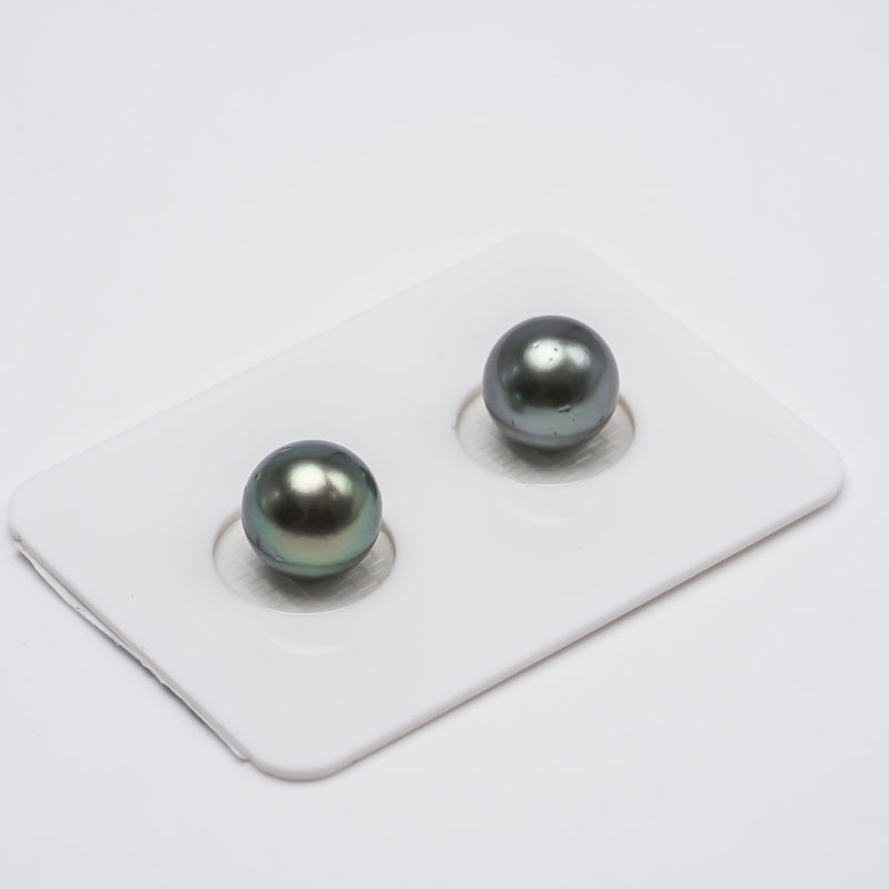 2pcs Green Mix 9.2-9.3mm - RSR AA/A Quality Tahitian Pearl Pair ER1044
