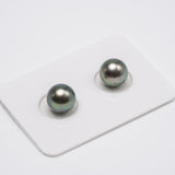 2pcs Green 9mm - RSR AA Quality Tahitian Pearl Pair ER1045