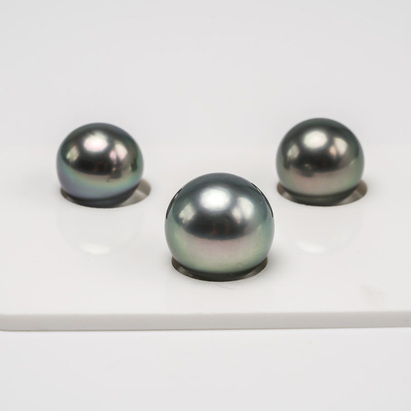 3pcs Green 10-12mm - RSR AAA/AA Quality Tahitian Pearl Trio Set ER1126