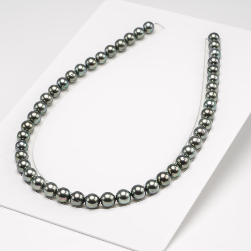 46pcs Green 9mm - RSR AA/AAA Quality Tahitian Pearl Necklace NL1309