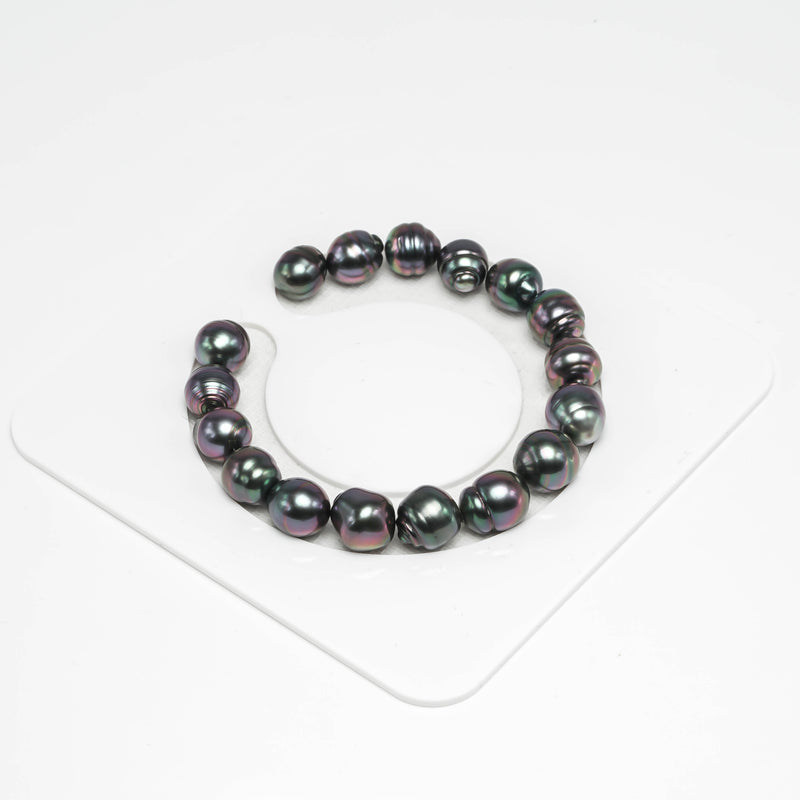 17pcs Purple 9-10mm - CL TOP/AAA Quality Tahitian Pearl Bracelet BR1625