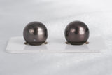 Cherry Dark Matched Pair - Round/Semi-Round 12mm AAA/AA quality Tahitian Pearl - Loose Pearl jewelry wholesale