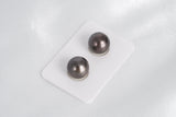 Cherry Dark Matched Pair - Round/Semi-Round 12mm AAA/AA quality Tahitian Pearl - Loose Pearl jewelry wholesale