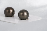 Brownish Matched Pair - Round/Semi-Round 12mm AA quality Tahitian Pearl - Loose Pearl jewelry wholesale