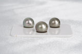 Olive Green Trio Set - Semi-Round/Near-Round 11mm AAA quality Tahitian Pearl - Loose Pearl jewelry wholesale