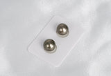 Olive Shinny Green Matched Pair - Round/Semi-Round 11mm AAA quality Tahitian Pearl - Loose Pearl jewelry wholesale