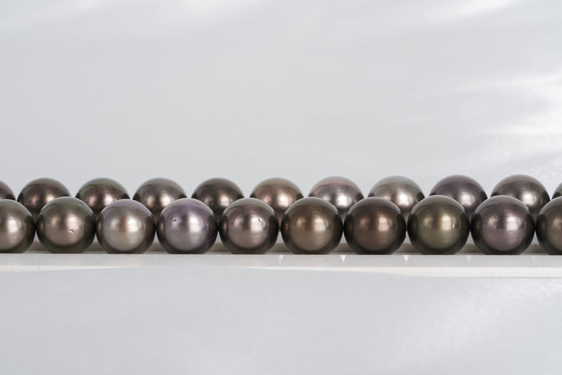 33pcs "Ornement" Dark Cherry Necklace - Round 11-12mm AAA/AA quality Tahitian Pearl - Loose Pearl jewelry wholesale