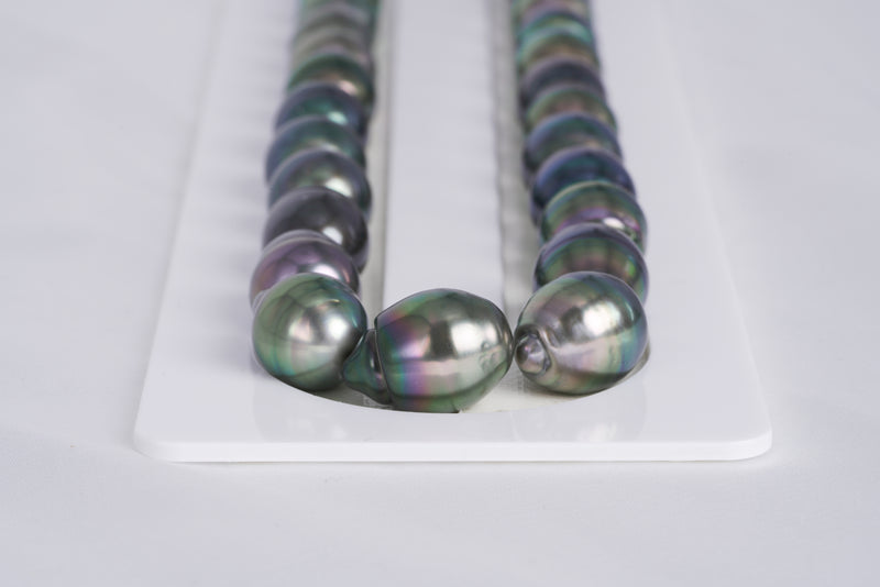 33pcs "Tencha" Peacock Green Necklace - Circle 11mm AA quality Tahitian Pearl - Loose Pearl jewelry wholesale