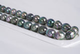 33pcs "Tencha" Peacock Green Necklace - Circle 11mm AA quality Tahitian Pearl - Loose Pearl jewelry wholesale
