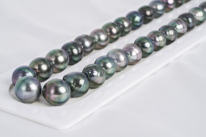 36pcs "Matcha" Peacock Green Necklace - Circle 11-12mm AA quality Tahitian Pearl - Loose Pearl jewelry wholesale