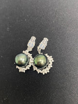 Green Matched Earrings - R/SR 11.5mm AAA/AA quality Tahitian Pearl - Loose Pearl jewelry wholesale