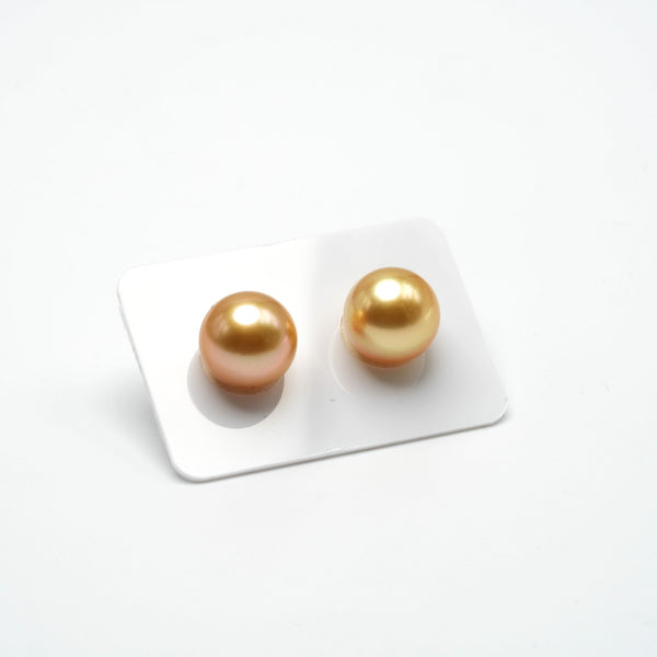 2pcs Golden 13.8mm - RSR TOP Quality High Luster South Sea Pearl GLER602