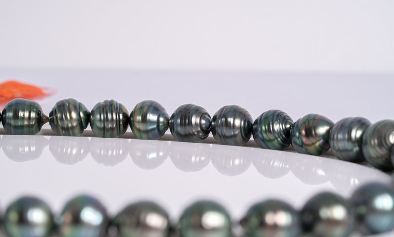 41pcs "Marua" Dark Green Purple Color Necklace - Circle 10-12mm AA quality Tahitian Pearl - Loose Pearl jewelry wholesale